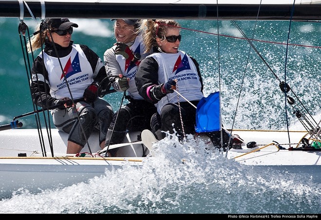 The Australian Women’s Match Racing crew of Nicky Souter, Nina Curtis and Jessica Eastwell - Trofeo S.A.R. Princesa Sofía, Palma, Spain © Nico Martinez http://www.nicomartinez.com